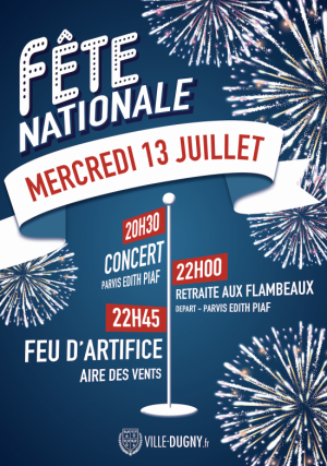 Fête Nationale à Dugny : concert, retraite aux flambeaux et feu d'artifice