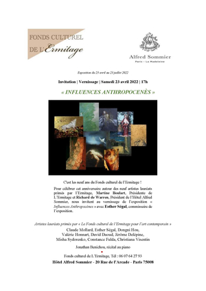 Exposition « INFLUENCES ANTHROPOCENES » du Fonds culturel de l’Ermitage, hors les murs !