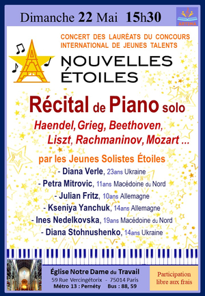 Récital de Piano par les Jeunes Solistes ' Nouvelles Étoiles '