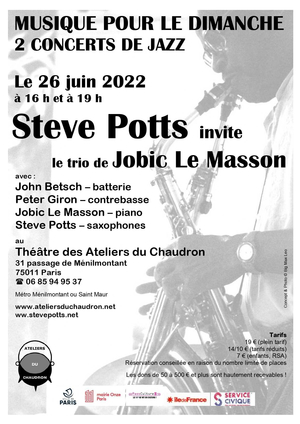 “Musique pour le dimanche” Steve Potts invite le trio de Jobic Le Masson 