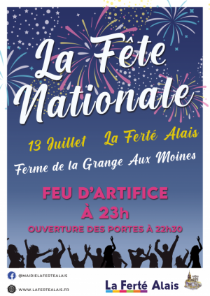 Fête Nationale à La Ferté Alais :  feu d'artifice